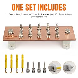 Pure Copper Ground Bar Kit- Adjustable Wall Mounted