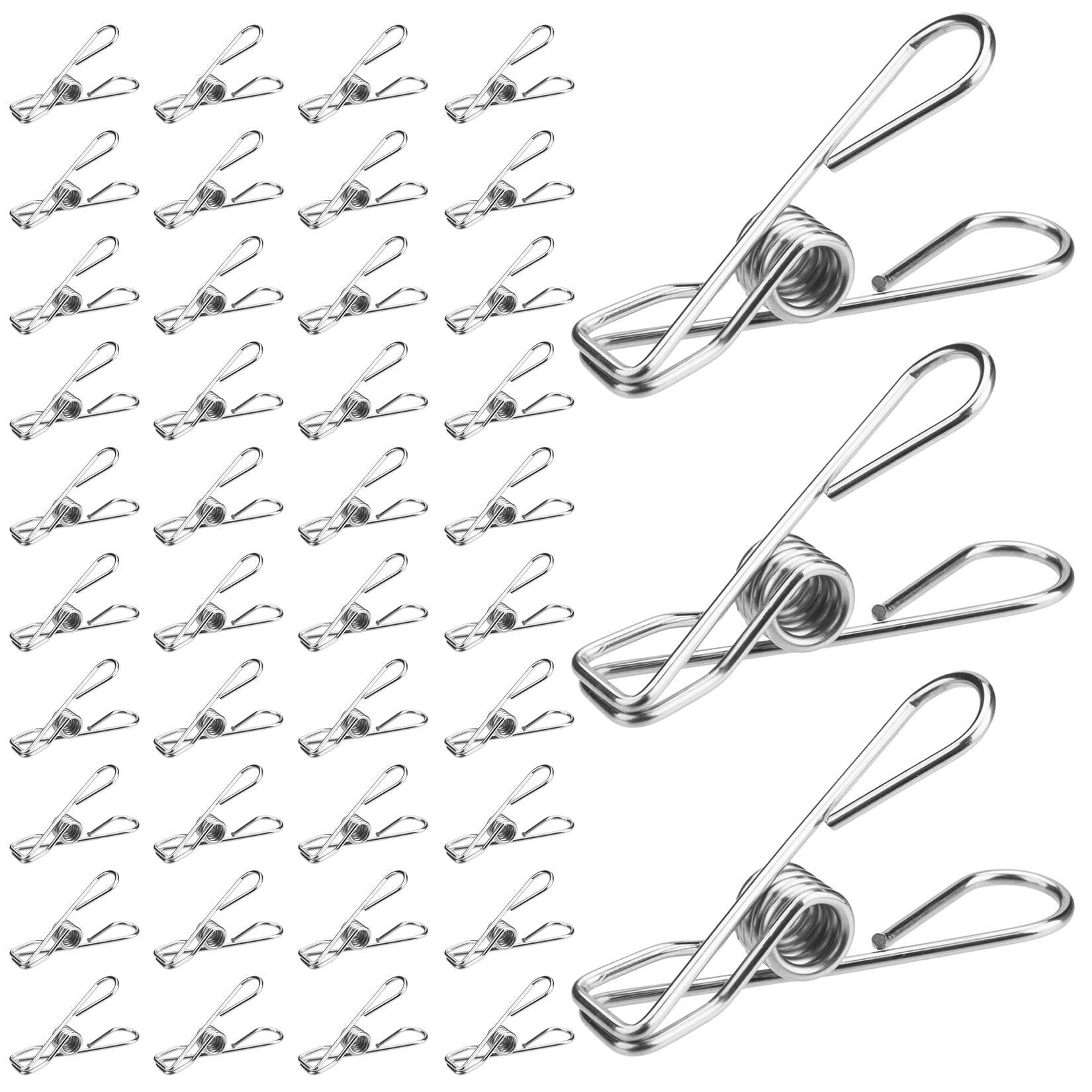 120 Pcs Metal Clothes Pegs for Washing Line, Stainless Steel Pegs for Washing Line Clips Pins, Laundry Pegs Chip Clips for Clothes Snack Bags Socks Office Pins Clips Pegs - 1.7 Inch (Small)