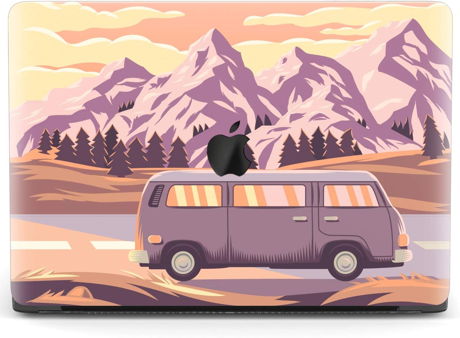 Mertak Hard Case for Apple MacBook Pro 16 Air 13 inch Mac 15 Retina 12 11 2020 2019 2018 2017 Travel Shell Van Bus Print Road Protective Laptop Plastic Girl Mountains Car Retro Women Cover Design