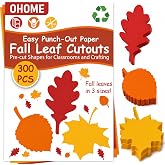 Thanksgiving Crafts for Kids - 300 PCS Fall Leaves Cutouts Pre-Cut Set | Thanksgiving Crafts Games for Kids - Fall Decorations Decor Party Favors Supplies for School Classroom Home Bulletin Board