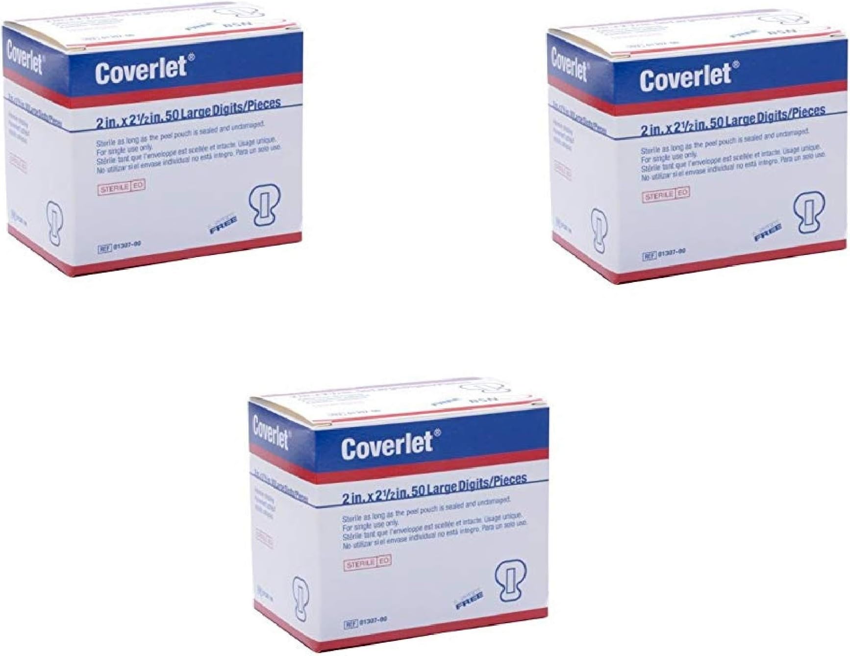 COVERLET Large Finger Bandages, 50/Bx - 2" x 2 1/2" (3 Pack)