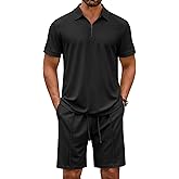 COOFANDY Men's Polo Shirt and Shorts Set 2 Piece Outfits Fashion Summer Casual Tracksuits
