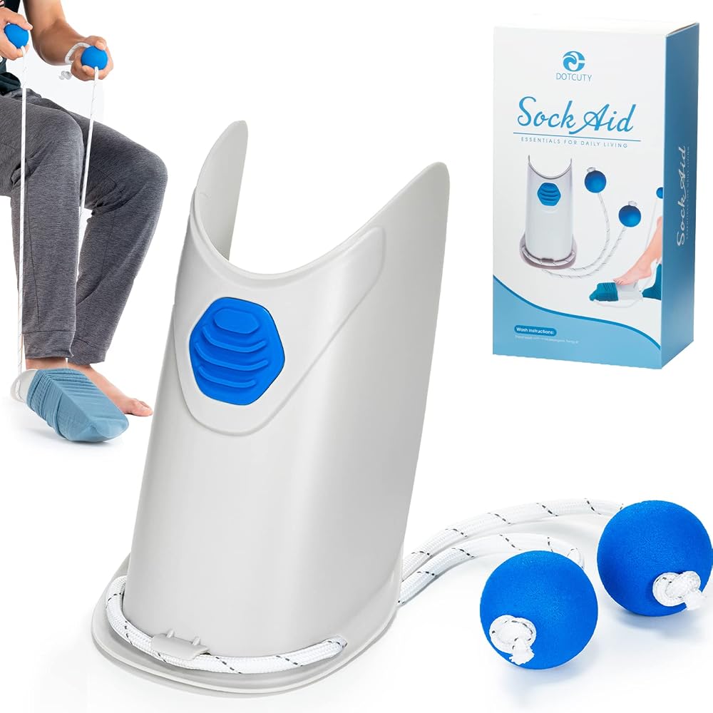 DOTCUTY Sock Aid - Adjustable Cords, Ergonomic Handles for Easy Use