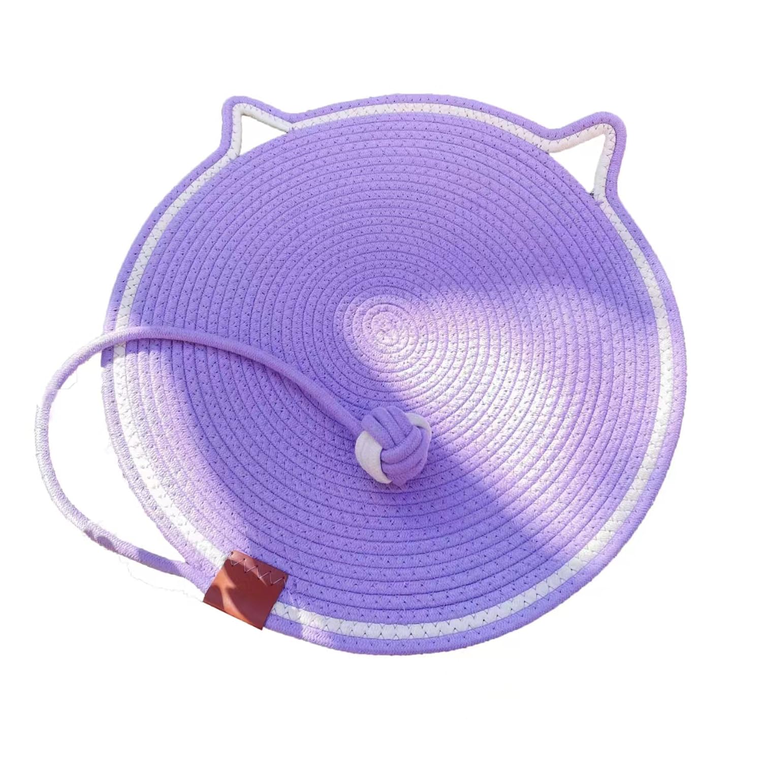 Cotton Rope Cat Scratcher Mat, Round Horizontal 16.9'' Scratching Pads Rug for Indoor Cats, Furniture Protector for Floor, Wall, Couch, Carpet, Sofa, Purple