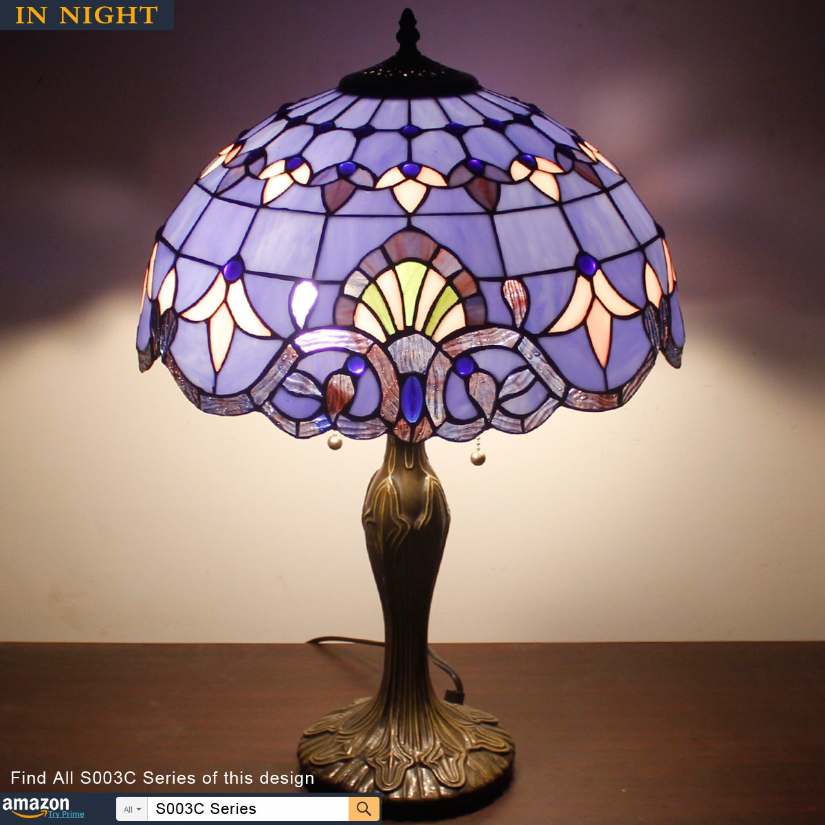 WERFACTORY Tiffany Style Table Lamp 24 inch tall BluePurple Baroque Shade 2 609792025477 eBay