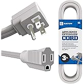 ELECTERY Heavy Duty Appliance Extension Cord, 14/3 ETL Listed, 15A 1875W, Flat Plug for AC, Refrigerator, Washer, Dryer, Gray - 3 Ft