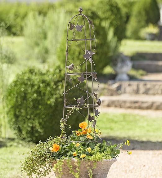 Pájaros y Vine decorativo para jardín enrejado Obelisk para ...