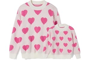 MYBFYABO Mommy and Me Valentine's Day Sweaters Love Heart Graphic Sweater Family Matching Outfits Long Sleeve Pullover Tops