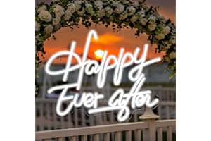 ineonlife Happy Ever After Love Oh Baby Wedding Neon Sign White LED Lights for Bedroom Wall Decor Words USB Powered Neon Signs for Room Decoration Aesthetic