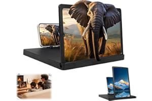 MOVUED Big Screen Phone Magnifier,HD Screen Expander, Foldable Phone Stand with Movie Screen Amplifier for Travel, Portable 3D Magnifying Screen for Elderly, with All Phones (10 in)