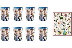 Infinity & Beyond Party Pack! Toy Story Trove: 8 Buzz Lightyear Blue Stadium Cups + 80 Pixar-Perfect Stickers - for Fans Youn