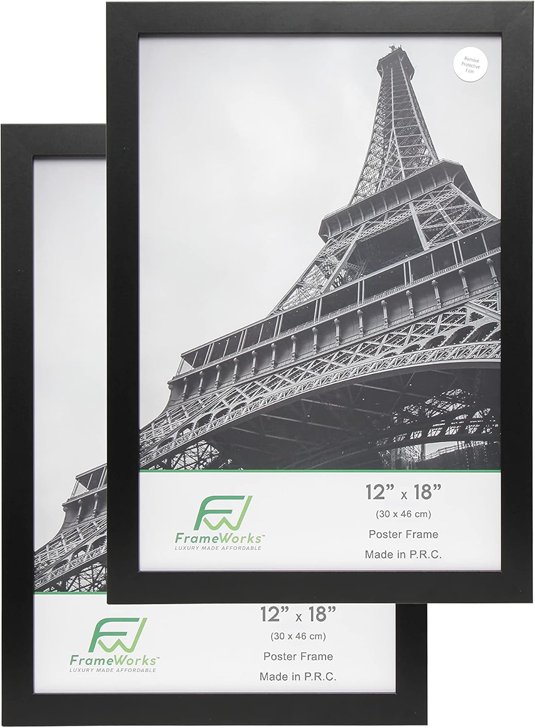 Photo Albums, Frames & Accessories - FrameWorks 12” x 18” 2-Pack Black Back-Loading Wooden Poster Frame with Classic Edges