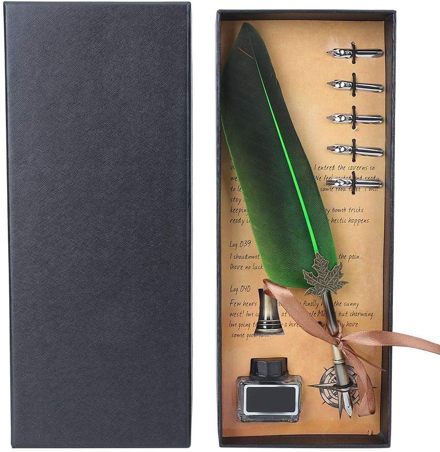 Quill Feather Pen Set Calligraphy Writing Quill Pen for Holidays