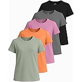 Real Essentials 5 Pack: Girls Short Sleeve Breeze Tech Athletic Shirts – Moisture-Wicking Sports, Gym, Workout & Dance, Tees