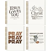 Kuabiz 4 Pcs Christian Notebooks Journal for Women Bible Journaling Notebook 5.5 x 8.3 Inch Spiral Prayer Journal Gifts with Bible Verses for Note Taking Religious Inspirational Supplies