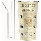 SNUGLYZEN Son Gift 20oz Insulated Tumbler - To My Son Newspaper-Style, Stainless Steel Travel Mug from Mom or Dad, Birthday Graduation Christmas Encouragement
