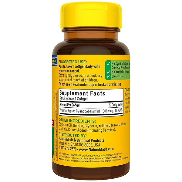NATURE MADE VITAMIN B12 1000 MCG, DIETARY SUPPLEMENT FOR ENERGY METABOLISM SUPPORT, 150 SOFTGELS, 150 DAY SUPPLY