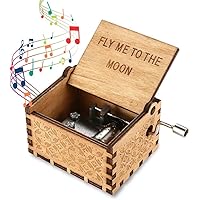 Vintage Holz Spieluhr Mit Handkurbel - 15 Noten Mechanismus DIY Musik