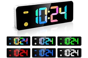 HODIK Alarm Clock for Kids -Digital Clock with 7 Color, 4 Dimmable Backlight & 3 Adjustable Volumes, 12/24 Hour, Snooze, Small Clocks for Classroom Bedroom