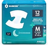 SUNKISS Adult Nappies Ultimate Absorbency Overnight Medium 12 Count