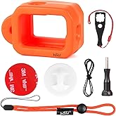 HSU Floaty Case for GoPro Hero 13/12/ 11/10/ 9 Black | Floating Case with Long Screw and Adhesive Anchors for Snorkeling, Surfing, Wakeboarding, GoPro Hero Accessories