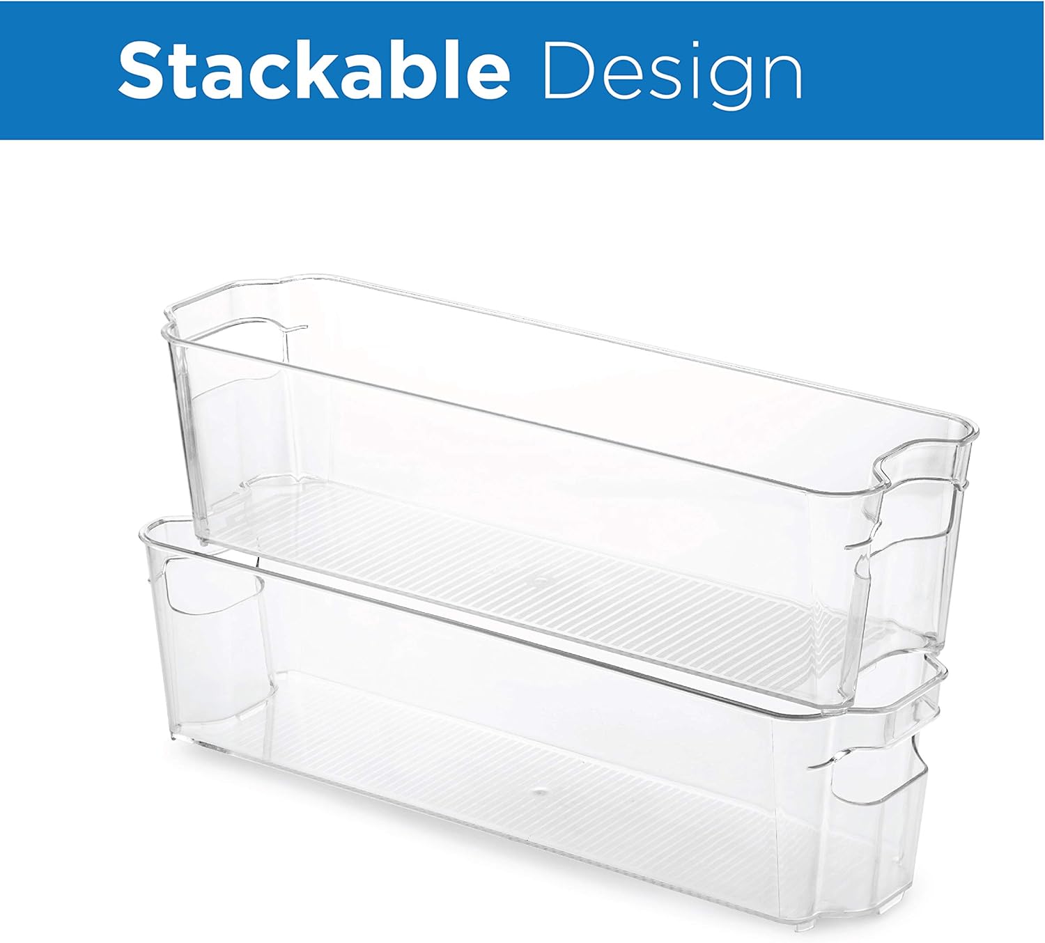 Set Of 6 Refrigerator Organizer Bins - Stackable Fridge Organizers for Freezer, Kitchen, Countertops, Cabinets - Clear Plastic Pantry Storage Racks: Kitchen & Dining
