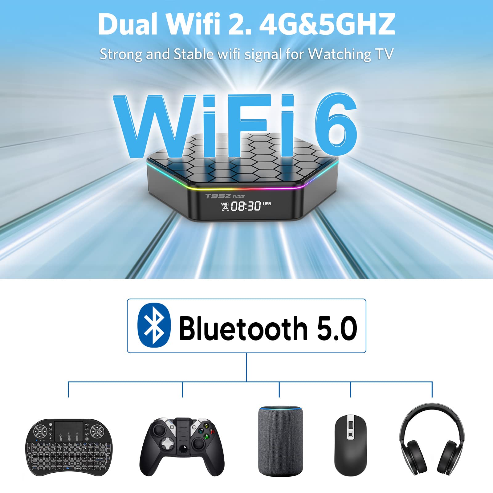 Android TV Box 12.0, 4GB RAM 32GB ROM Allwinner H618 Smart TV Box Android Support HD 6K/H.265 100M Ethernet 2.4/5G Dual WiFi BT 5.0