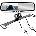 Pyle Wireless Backup Rear View Camera, Waterproof License Plate Car Parking Rearview Reverse Safety / Vehicle Monitor System w/ 4.3” Mirror Video LCD, Distance Scale Lines, Night Vision, PLCM4590WIR