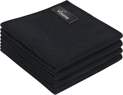VIVOTE 4Packs Microfibre Cleaning Cloths 380gsm 30x30cm Black