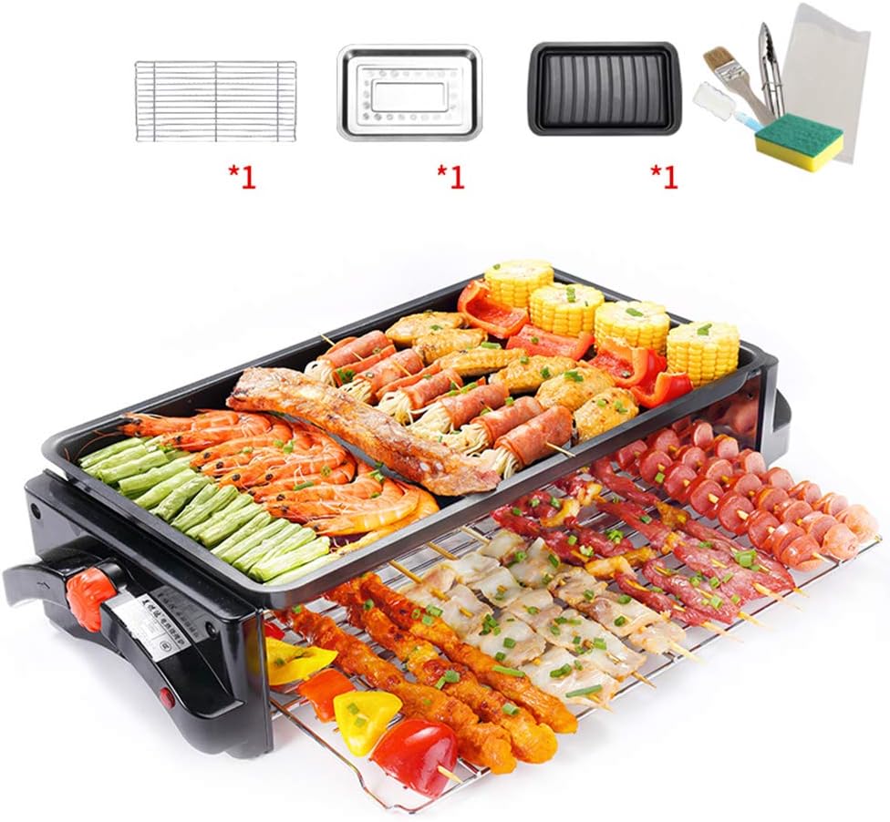 Raclette Grill | 2 floors Electric GrillPlate With Mini Pans/Thermal cycling Household Smokeless barbecue Smart Thermostatic Heat Control 260°C |Non-Stick Cooking Surface| Large 1500W, small 1200W