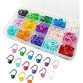 Keismodye 180 PCS with 15 Colors Crochet Stitch Markers and Storage Case for Knitting Sewing Stitching Weaving
