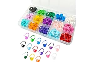 Keismodye 180 PCS with 15 Colors Crochet Stitch Markers and Storage Case for Knitting Sewing Stitching Weaving