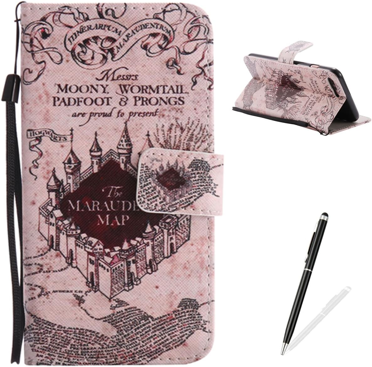 Feeltech for iPhone 7 Plus 5.5" Case Premium PU Leather Book Wallet Cover Cartoon Pattern - Castle