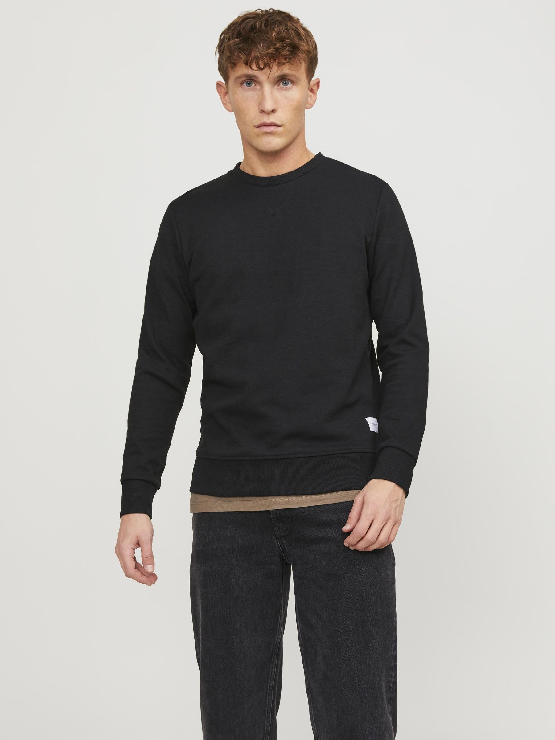 JACK & JONES Herren Jjebasic Crew Neck Noos Sweatshirt, Schwarz, M EU 2
