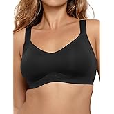 COMFELIE Minimizer Seamless Wireless Bra, Women’s No-Underwire Full Coverage V-Neck Adjustable Straps Push Up Everyday Bra