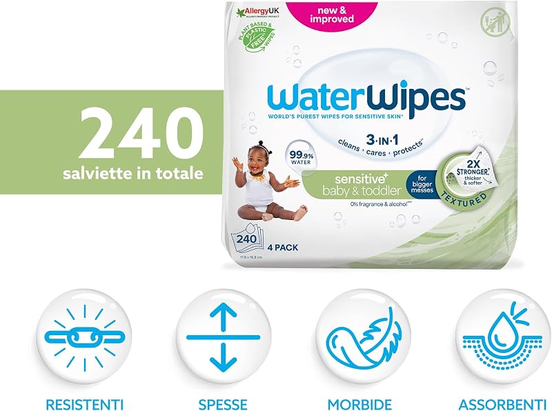 Sensitive+ Baby & Toddler Wipes, 4 Confezioni