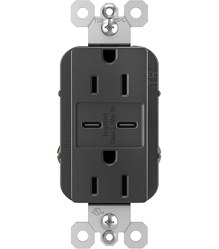 Legrand Pass & Seymour TR20USBAC6BK 20 Amp Tamper-Resistant Heavy