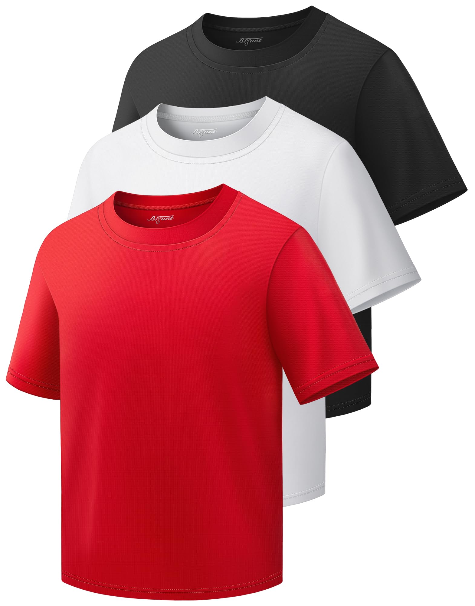 Photo 1 of 2 Pack Boys Shirts Athletic Dry Fit Kids Youth Short Sleeve Sports Active Performance T-Shirts Moisture Wicking Quick Dry(Red/Black/White,12-14Y)