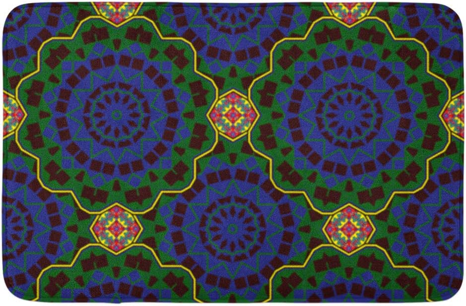 Adowyee Bath Mat Tangled Modern Pattern Based on Traditional Patterns Quatrefoil Pattern Portuguese Cozy Bathroom Decor Bath Rug with Non Slip Backing 16