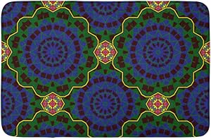 Adowyee Bath Mat Tangled Modern Pattern Based on Traditional Patterns Quatrefoil Pattern Portuguese Cozy Bathroom Decor Bath Rug with Non Slip Backing 16