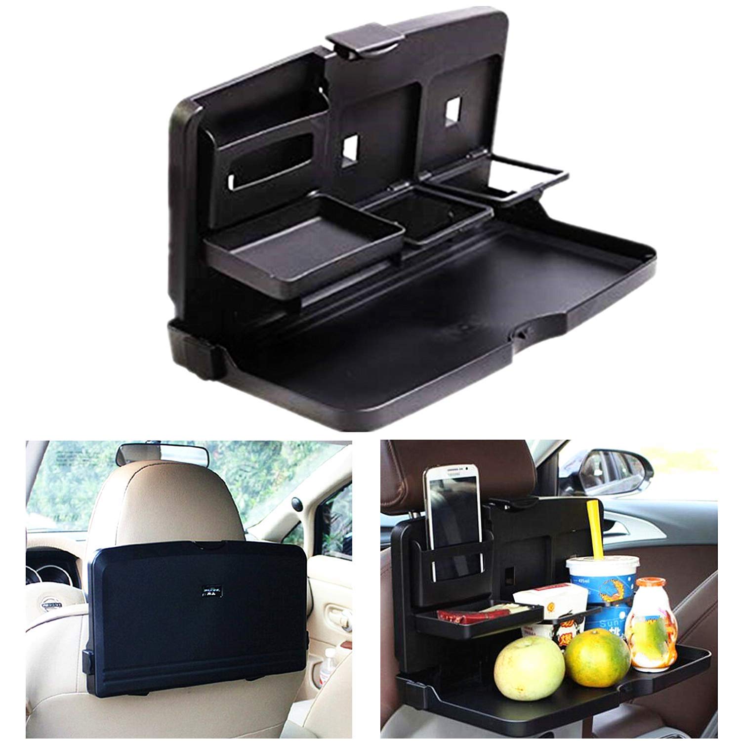 bangminda Car Seat Organiser Universal Foldable Car Back Seat Tray Car Organiser for Kids Car Backseat Organiser Folding Table for Phone Food Bottle Drink Holder Auto Seat Table