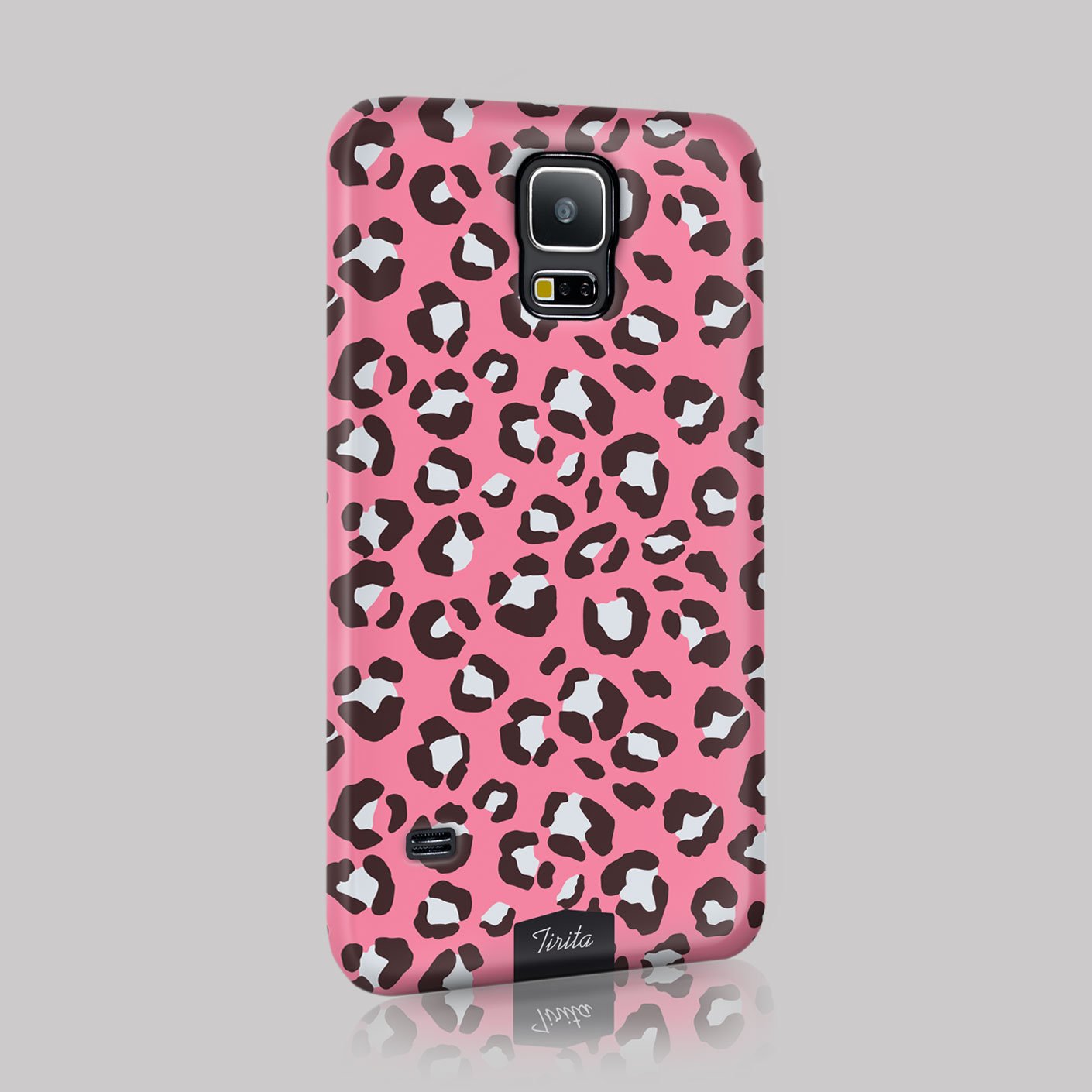 Samsung Galaxy S8 Hard Case pink leopard dots blakc