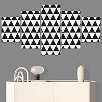 SIGNWIN 5 Panel Canvas Wall Art Modern Art Decorative Elements Fun Geometric Mixed Media Multicolor Patterns for Home Decorations Ready to Hang - 60