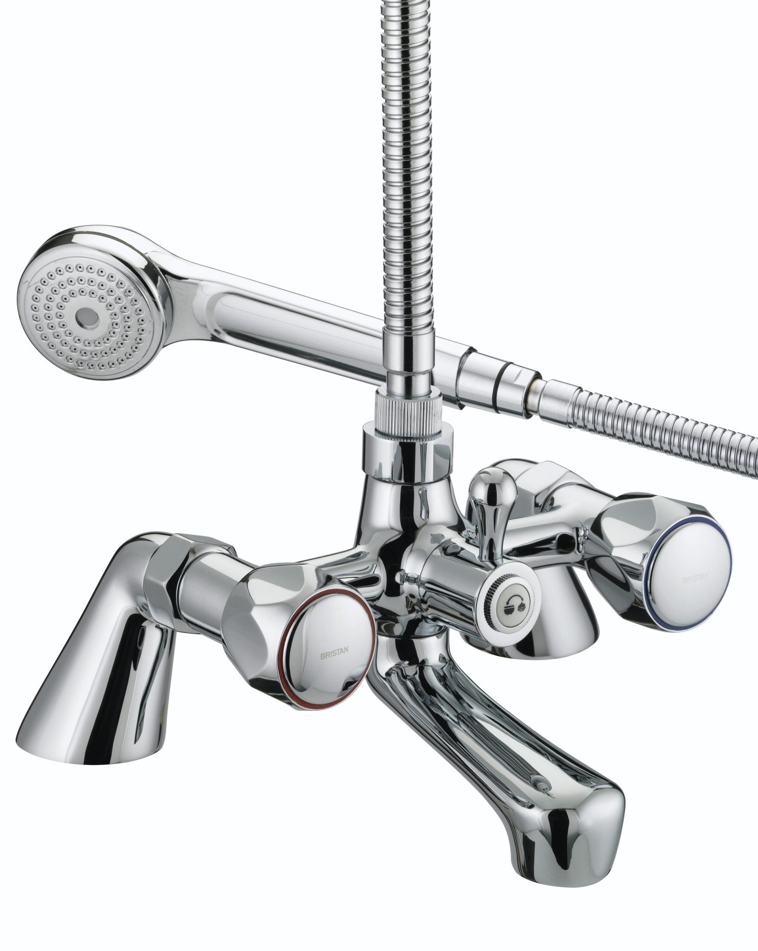 Bristan VAC PBSM C MT Club Pillar Bath Shower Mixer with Metal Heads - Chrome Plated