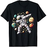 Astronaut Dabbing in Space Cosmic Galaxy Adventure Tee T-Shirt