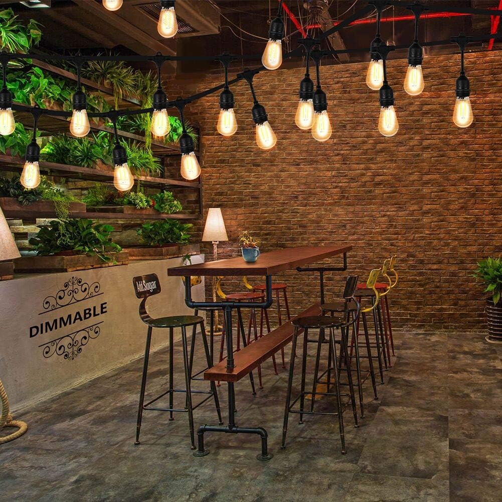 Outdoor Linkable 48ft ETL Approvaled led Heavy-Duty Light String with 15+1(Spare) 2W Energy-Saving PC Shatterproof Bulbs 3000K Warmwhite for Patio Garden Backyard Porch: Home Improvement