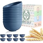 Homienly Soup Bowls, Cereal Bowl, Premium Wheat Straw Bowls Set of 8, Unbreakable Plastic Bowls Microwave Safe, Dishwasher Safe Serving Bowl for Kitchen, Breakfast, Dinner, Salad, Poke (Blue, 26 OZ)