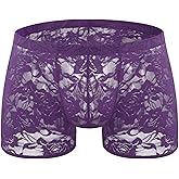 BreakEgg Men's Lace Boxers Underwear Seamless Lace Design with Low Waist Sexy and Comfortable Mens Under Panties