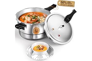 WantJoin 8Qt Aluminum Pressure Cooker w/Release Valve & Multiple Protective Devices,Pressure Canner Compatible with Gas & Ind