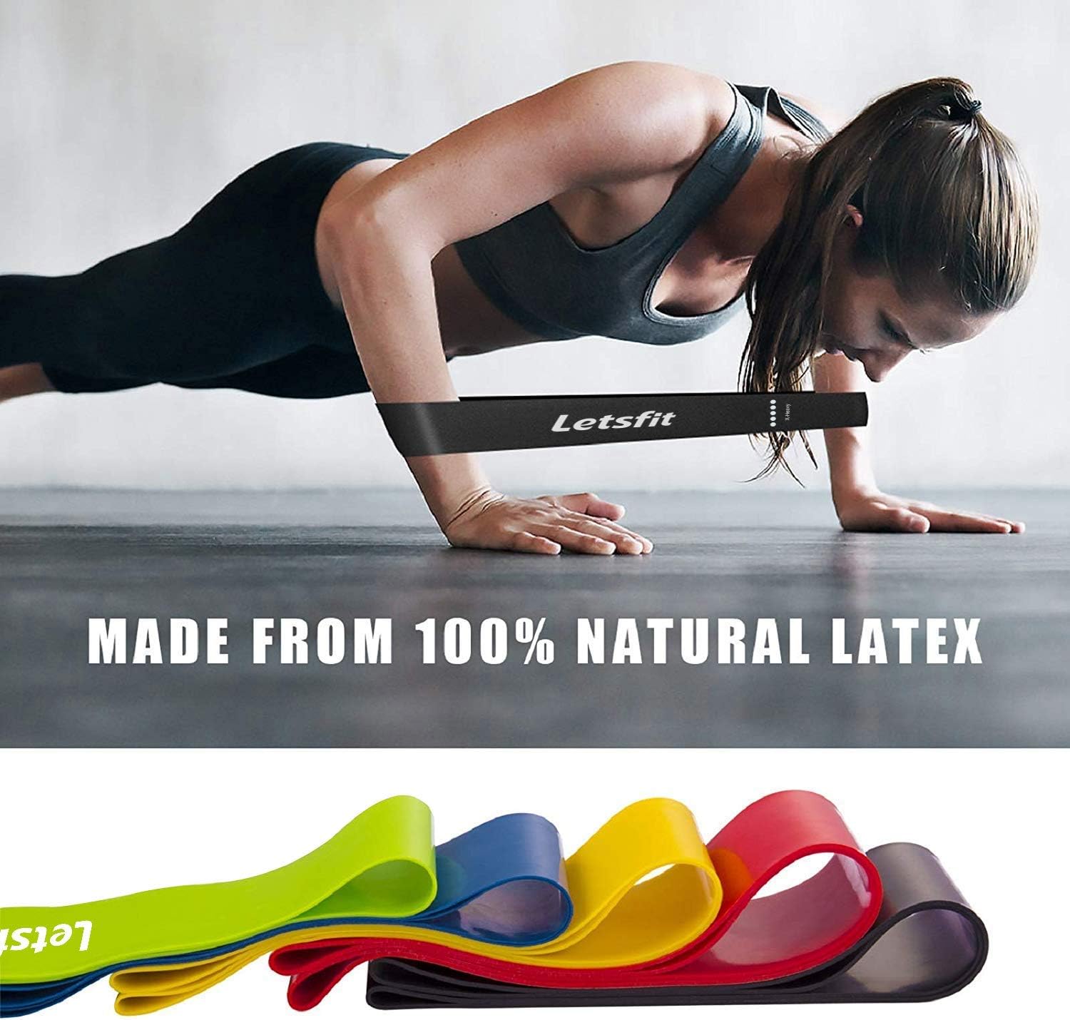 Letsfit Resistance Loop Bands, Resistance Exercise Bands for Home Fitness, Stretching, Strength Training, Physical Therapy, Natural Latex Workout Bands, Pilates Flexbands : Sports & Outdoors